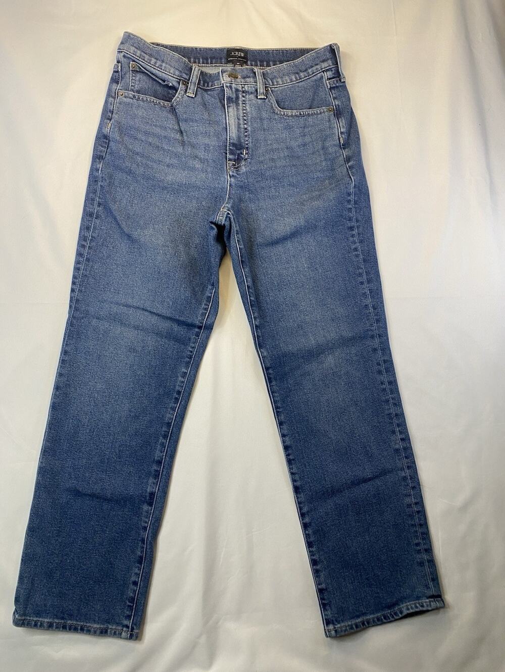 J.Crew Women's Straight Jeans Blue Denim Medium Wash Button 5-Pocket Size 28